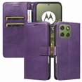 thumbnail image 1 of Wallet Case for Motorola Edge 70 Flip Cover with Card Slots, Magnetic Stand & Strap Purple, 1 of 6