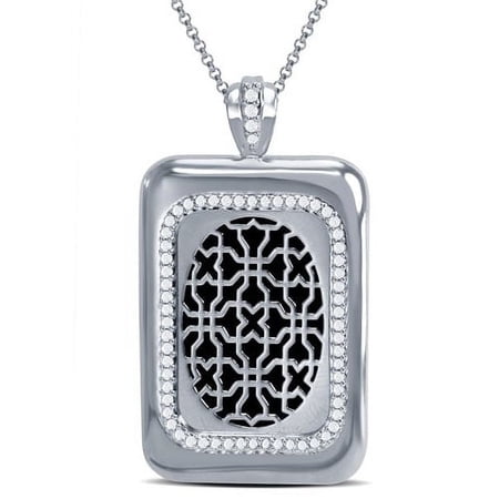 Arista Cubic Zirconia Studded Rhodium Plated Women's Cuff Pendant in Brass, 18"