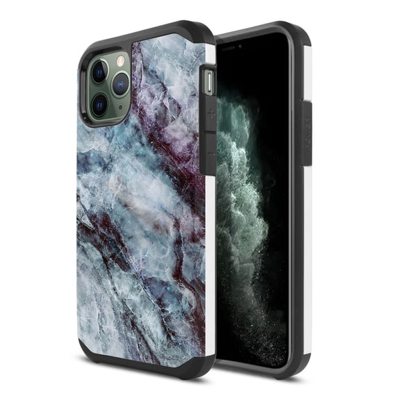 FINCIBO Hybrid Case Hard Plastic TPU Slim Back Cover for Apple iPhone 11 Pro 5.8" 2019, Nebula Blue Black Marble