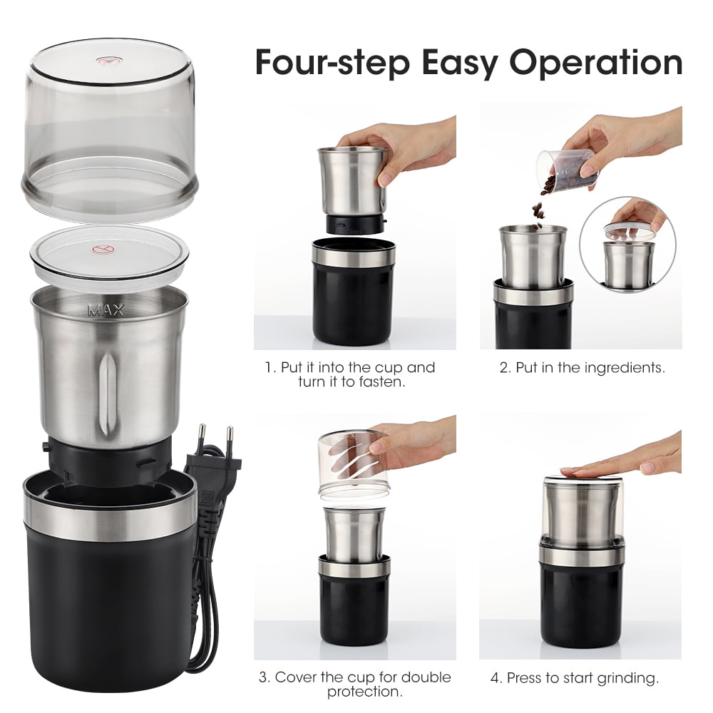 Powerful Electric Coffee Bean, Herb Grinder, Spice Grinder W/Detachable Cup