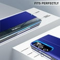 thumbnail image 5 of for Samsung Galaxy S20+ 5G Case View Clear Smart Window Leather for Samsung S20+ Case Slim Mirror Hard PC Kickstand Luxury Flip Shockproof Galaxy S20 Plus Cover (Blue), 5 of 7