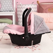 Bayer: Car Seat Easy Go for Neo Vario Pram with Cover, Doll Accessories, Pink, Grey with Butterfly,Grey/pink