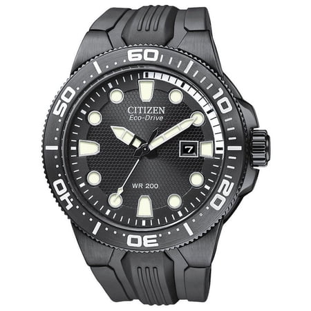 Citizen Men's BN0095-08E Scuba Fins Eco-Drive Stainless Steel Case Black Dial Date Display Black Rubber Strap
