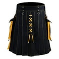 thumbnail image 2 of XIAONU Men's Black Blue Tactical Kilt Adjustable Pocketed Utility Kilt Stylish Casual Cultural Wear Pant, 2 of 4