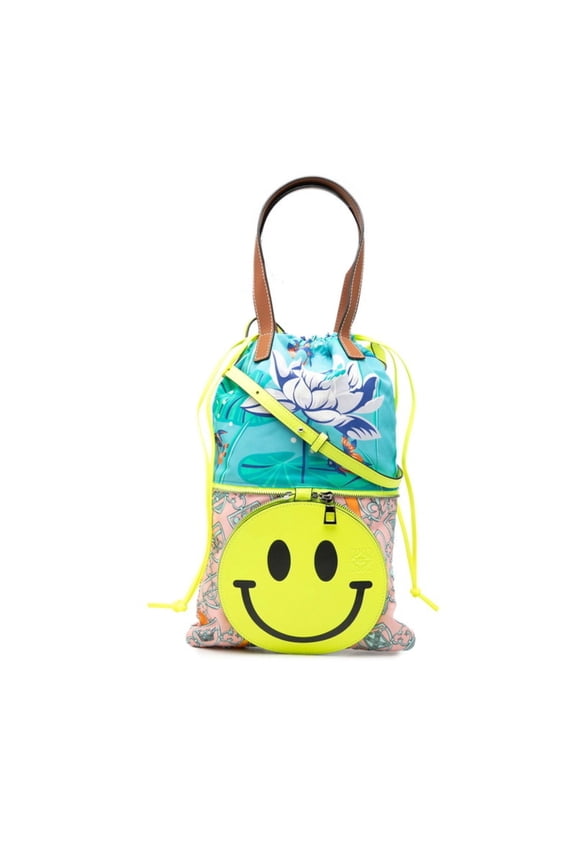 Pre-Owned Loewe x Paula's Ibiza Smiley Handbag Shoulder Bag Multicolor Nylon Leather Women's...
