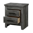 thumbnail image 3 of DUOSONG Rustic Grey Oak 2-Drawer Nightstand Rustic Solid Wood+MDF Furniture Bedroom Furniture Nightstands, 3 of 5