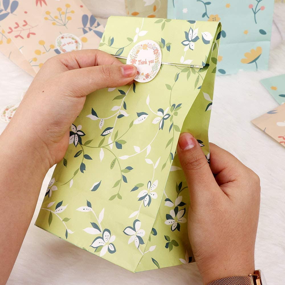Hyooq Htooq 48pcs Floral Gift Bags Flowers Birthday Gift Bag Goodie Bags Goodie Bags For Kids Birthday Gift Bag Bulk Baby Shower Wedding Party F