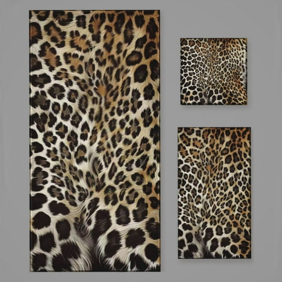 Aesthetic Leopard Bath Towel Sets For Bathroom Hand Towels Fingertip Towels 3 Piece Soft Absorbent For Bathroom Kitchen Hotel Beach