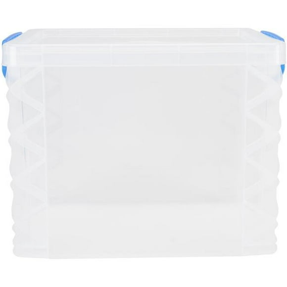 Storage Studios Super Stacker File Box, 14.5 x 10.5 x 11.25 in. Clear & Blue Handles