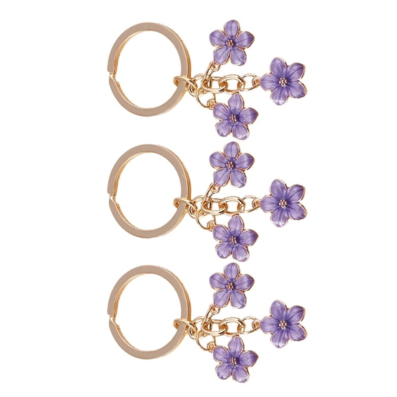 LIFKOME 3Pcs Lightweight Purple Floral Keychain for Backpack Or Purse