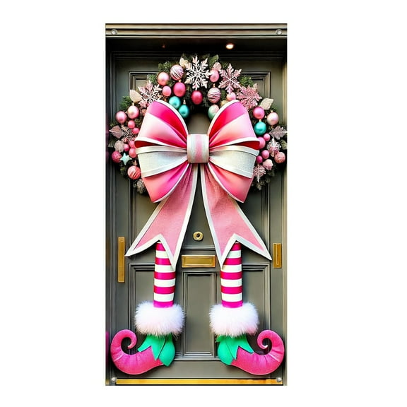 35.4 X 70.8 Inch Christmas Door Cover Christmas Door Curtain- Christmas Day Door and Wall Decoration Festival Party Decoration