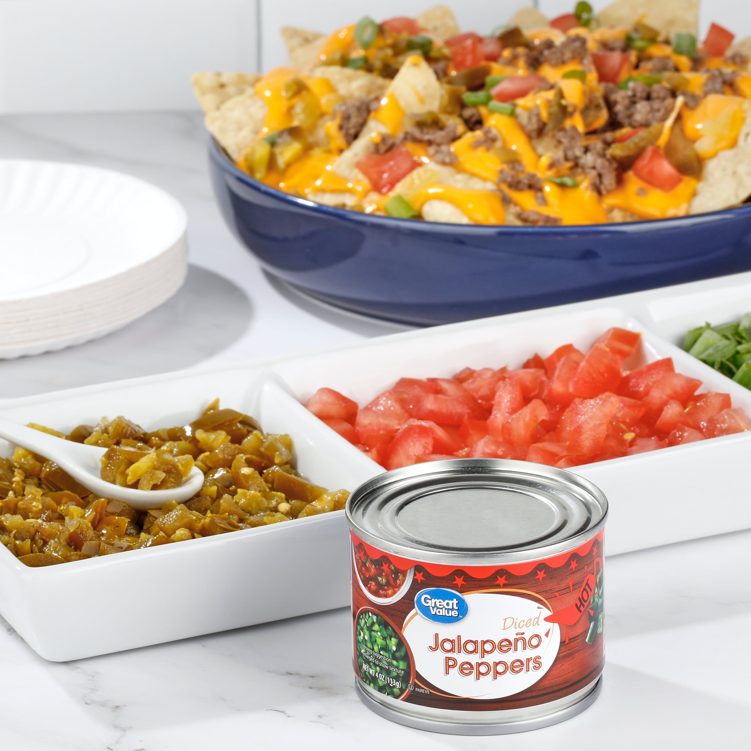 (24 pack) Great Value Canned Hot Diced Jalapeno Peppers, 4 oz