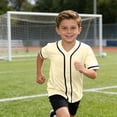 thumbnail image 6 of Boys Baseball Jersey Hip Hop Button Down Short Sleeve T-Shirt Casual Athletic Workout Active Sports Uniform Tee Tops, 6 of 7
