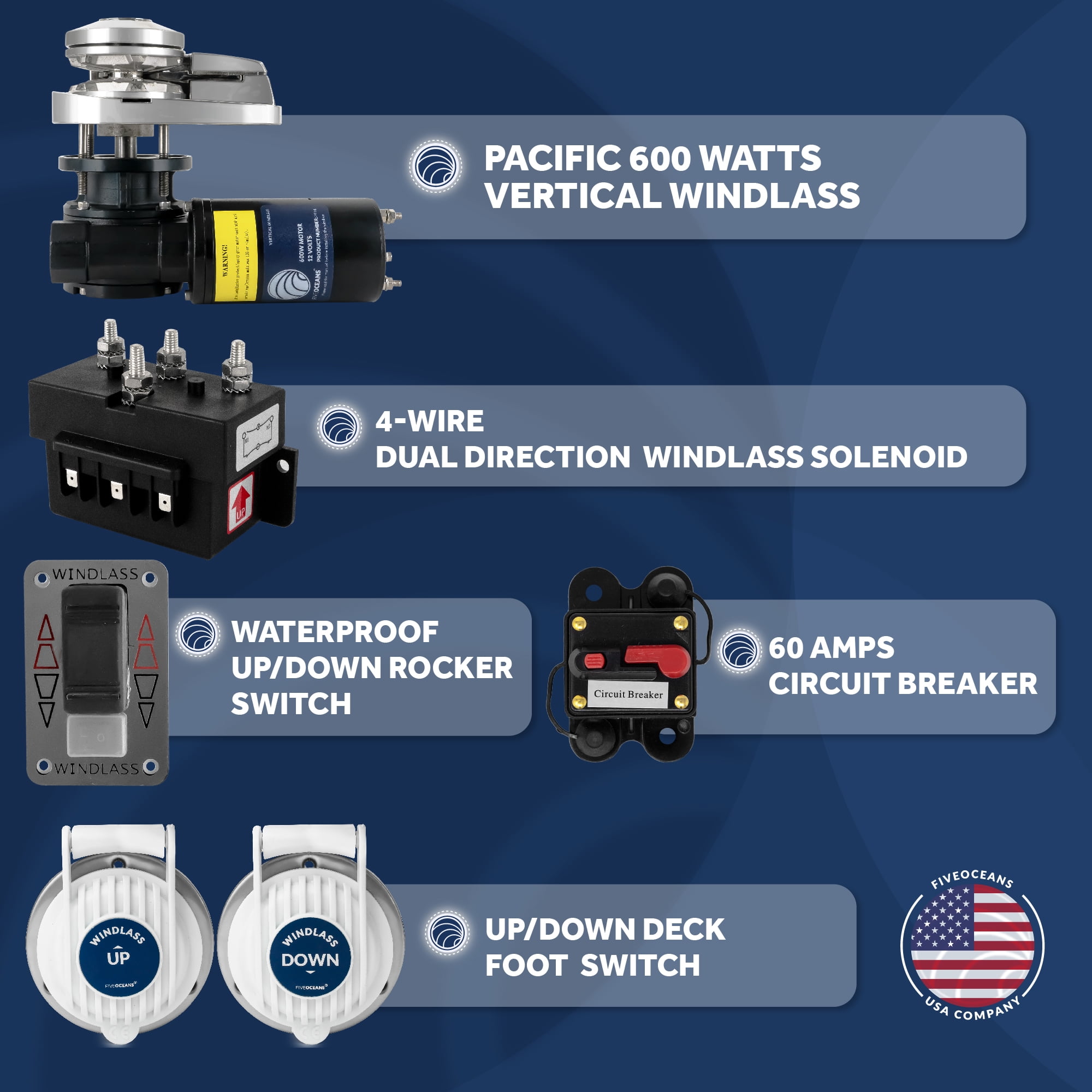 火山クラブバッドのみPOWER Energy ll Five Oceans Vertical Windlass Kit, Boat Anchor Windlass