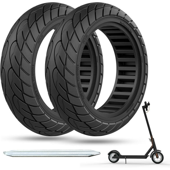 10x2.125 Scooter Tire, 10 inch Solid Rubber Tires Tubeless Front or Rear Replacement 10x2.125 Solid Electric Scooter Tire - 2pc Black