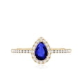 thumbnail image 4 of Rosec Jewels Lab Grown Blue Sapphire Teardrop Engagement Ring with Halo - Blue Sapphire Diamond Ring - AAAA Quality Certified, 14K Yellow Gold, US 6.00, 4 of 8