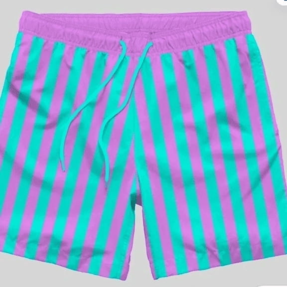 Men's Striped Swim Shorts - Lilac Purple, Medium
