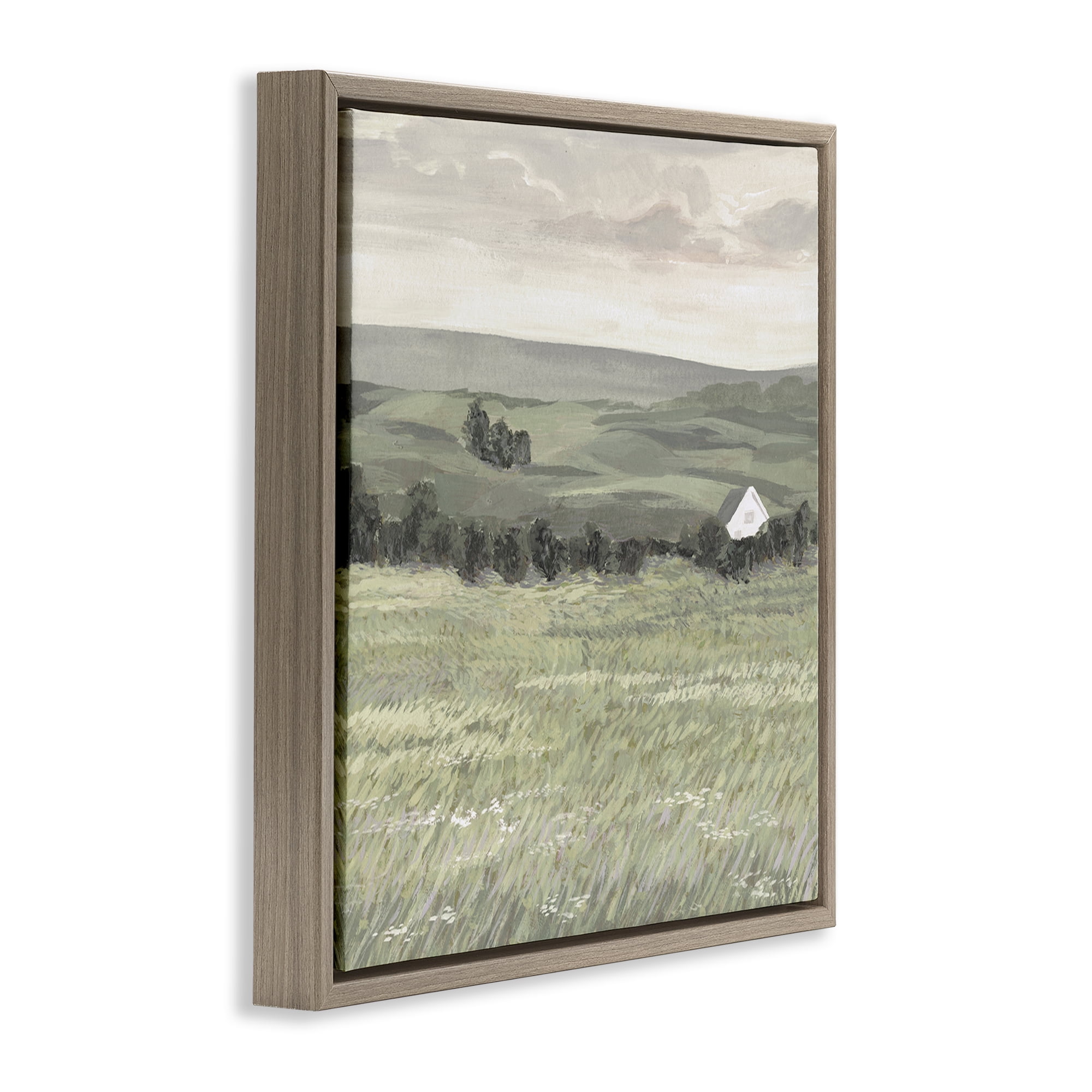 Stupell Industries Scenic Country Charm Landscape & Nature Painting Brown Floater Framed Canvas Art Print Wall Art, 18 x 18