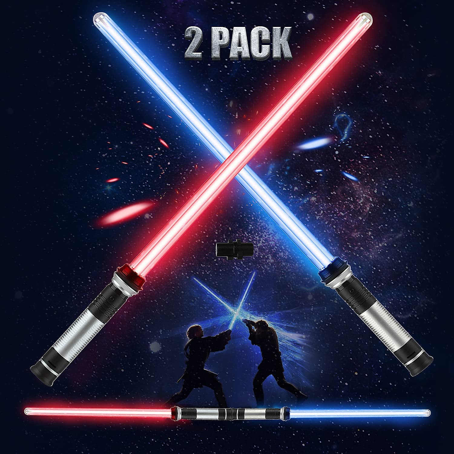 3 Galactic Wars Dual Lightsaber Led 6-FX Double 2-Sided Toy Star Sword GIFT 