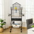 thumbnail image 2 of PawHut 53.9'' Large Rolling Steel Bird Cage Bird House with Wheels, Black, 2 of 10
