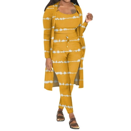 

QYZEU Yoga Pants Pockets Plus Size Maternity Rompers And Jumpsuits Fall Winter Women Stretchy Wear 2022 Prints 3 Piece Pants Set Ladies Ribbed Casual Three Pcs Outfits