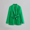 thumbnail image 1 of Blusa Conjunto de chaqueta de 2 piezas para mujer, cuello en V profundo, chaqueta informal, pantalones, traje de trabajo de talle alto Ygjytge Verde T L para Mujer, 1 of 5
