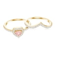 thumbnail image 5 of Rosec Jewels Lab Grown Pink Diamond Wedding Ring Set - Fancy Pink Color- E-VS1 Quality - IGI Certified Heart Engagement Ring with Enhancer - Gift For Women, 10K Yellow Gold, US 10.00, 5 of 9