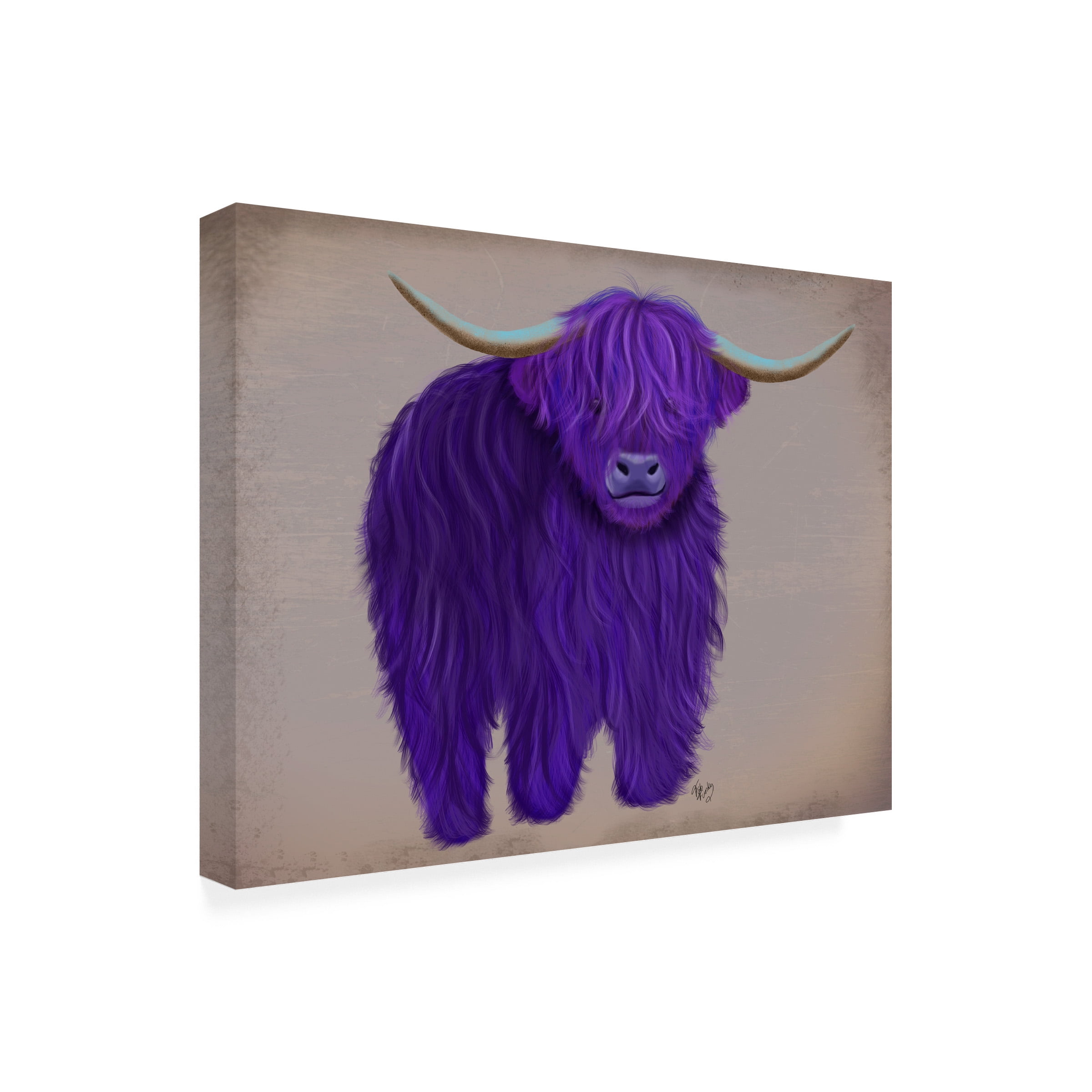 Fab Funky 'Highland Cow 5 Purple Full' Canvas Art