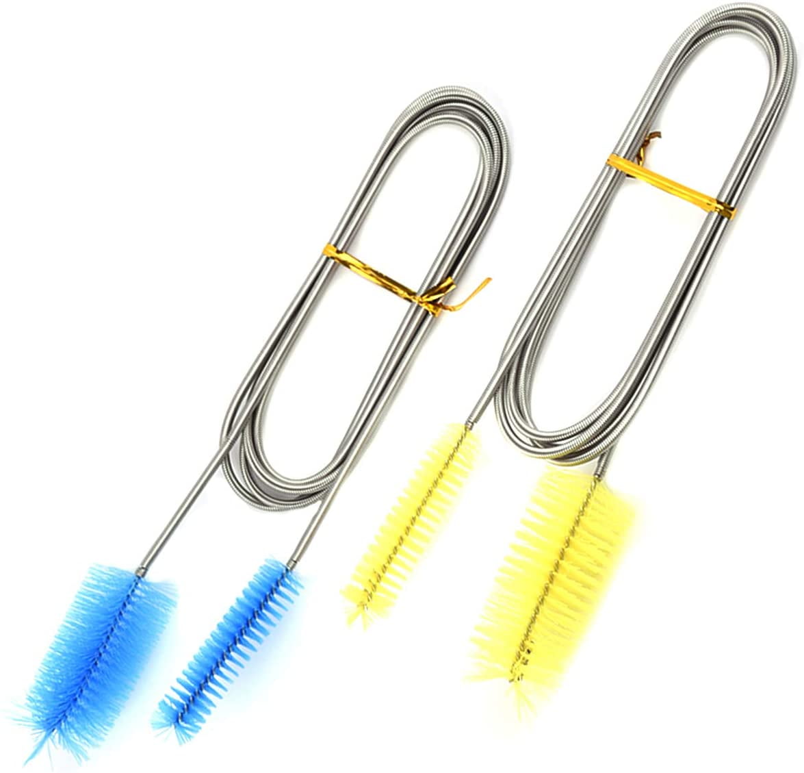 2 Pieces Blue and Yellow Aquarium Cleaning Brush Water Pipe Air Tube