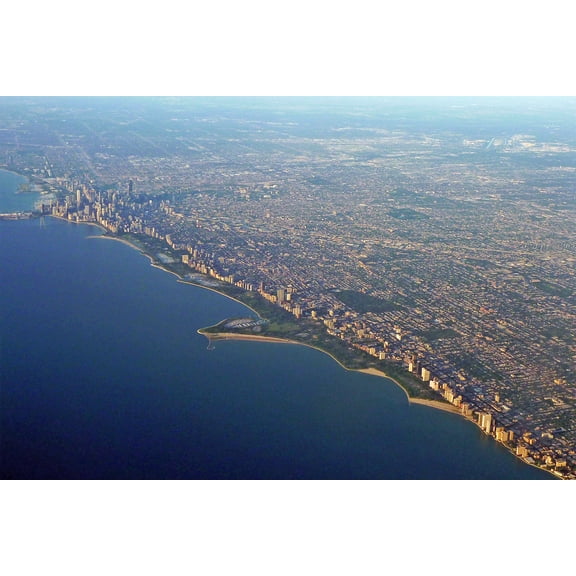 24x36 gallery poster, Downtown Chicago, aerial view