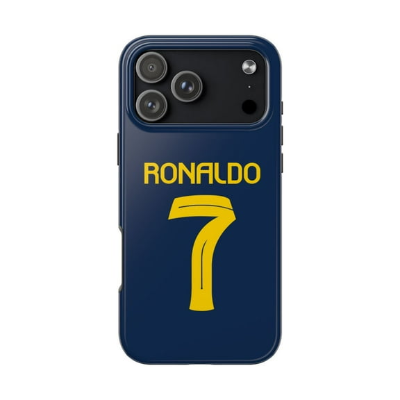 iPhone Tough Case Ronaldo 7 Nassr Away Navy Gold Football Soccer Jersey - iPhone 17 Pro Max
