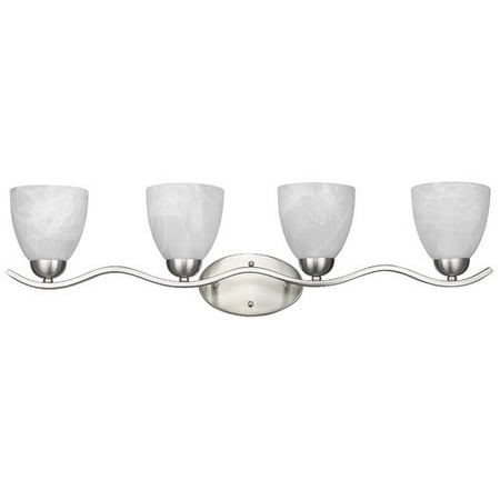 Large Four Light Vanity - CHLOE Lighting UNDINE Transitional 4 Light Brushed Nickel Bath Vanity Wall Fixture White Alabaster Glass 32