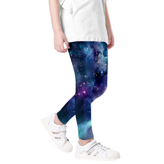 RUTAYY Toddler Girls Galaxy Print Athletic Leggings Comfortable Space Themed Casual Tights Trousers For Active Wear Pants Cozy Infants Pants