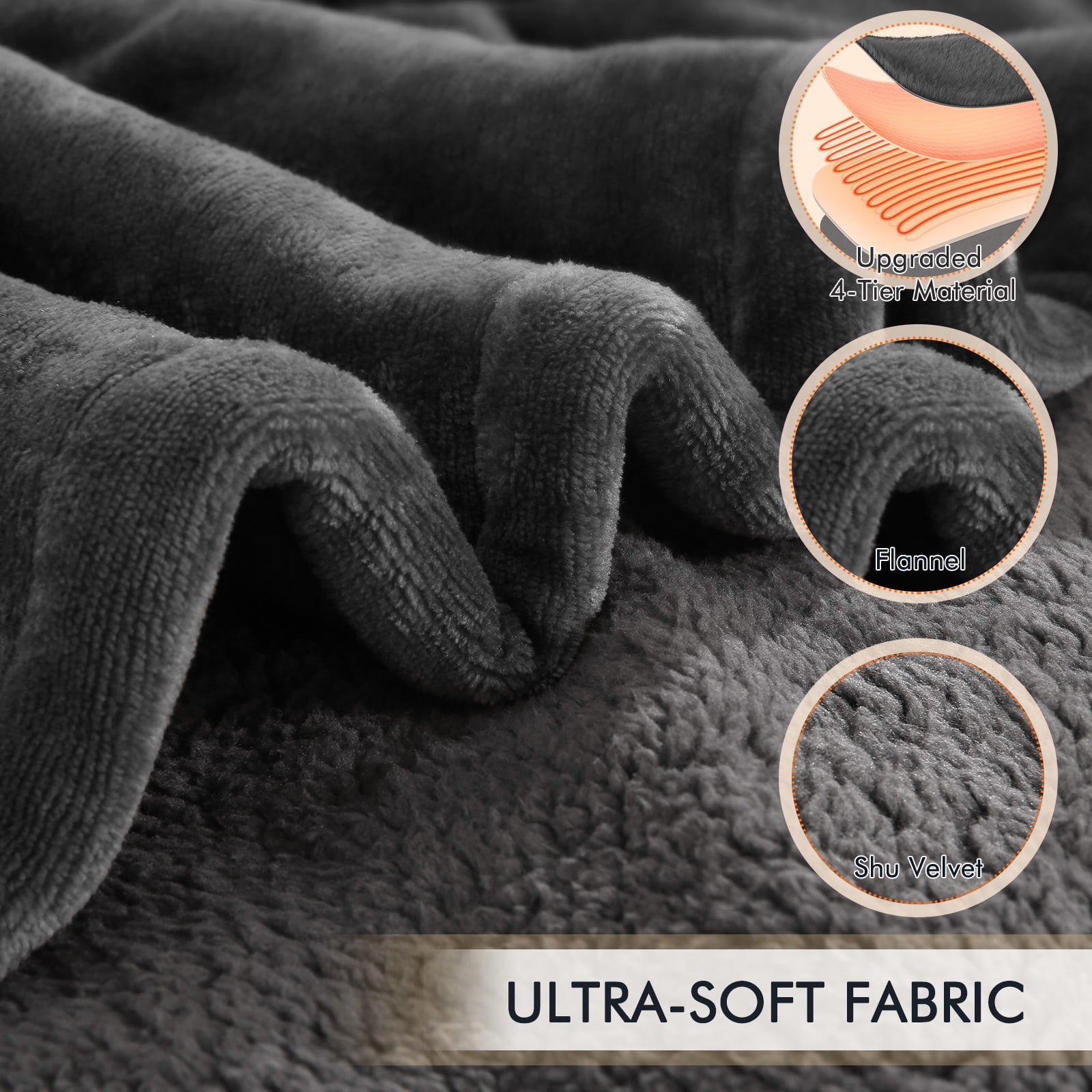 MARNUR Heated Blanket Queen Size 84''x90'', Fast Heating with Dual Controllers Electric Blanket, 10 Heating Levels, 10H Timer, Preheat Function - Gray