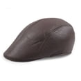 thumbnail image 2 of DouhoowVintage Men Women Leather Flat Ivy Cap Newsboy Bonnet Cabbie Biker Beret Hat, 2 of 4