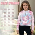 thumbnail image 7 of Xoenoiee Pink Axolotl Cherry Blossom Print Girls Oversized Half Zip Hoodies Long Sleeve Casual Sweatshirts Loose Fall Pullover Tops Jacket with Pocket, 9-10 Years, 7 of 7