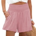 thumbnail image 3 of Pantalones Cortos Fruncidos,Pantalones Cortos De Verano para Mujer Pantalones Cortos Casuales Elegantes Pantalones Cortos De Cintura Elástica para Mujer Altamente Versátiles, 3 of 6