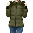 thumbnail image 4 of Stichou Womens Winter Coats Quilted Thicken Warm Puffer Ski Jacket Faux Fur Lined Hooded Waterproof Outdoor Comfy Down Jackets Army Green 3XL, 4 of 4