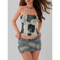 thumbnail image 6 of Michellecmm Women's Summer Tube Tops Strapless Sleeveless Floral Print Shirred Bandeau Crop Tops Lettuce Trim Shirts, 6 of 9