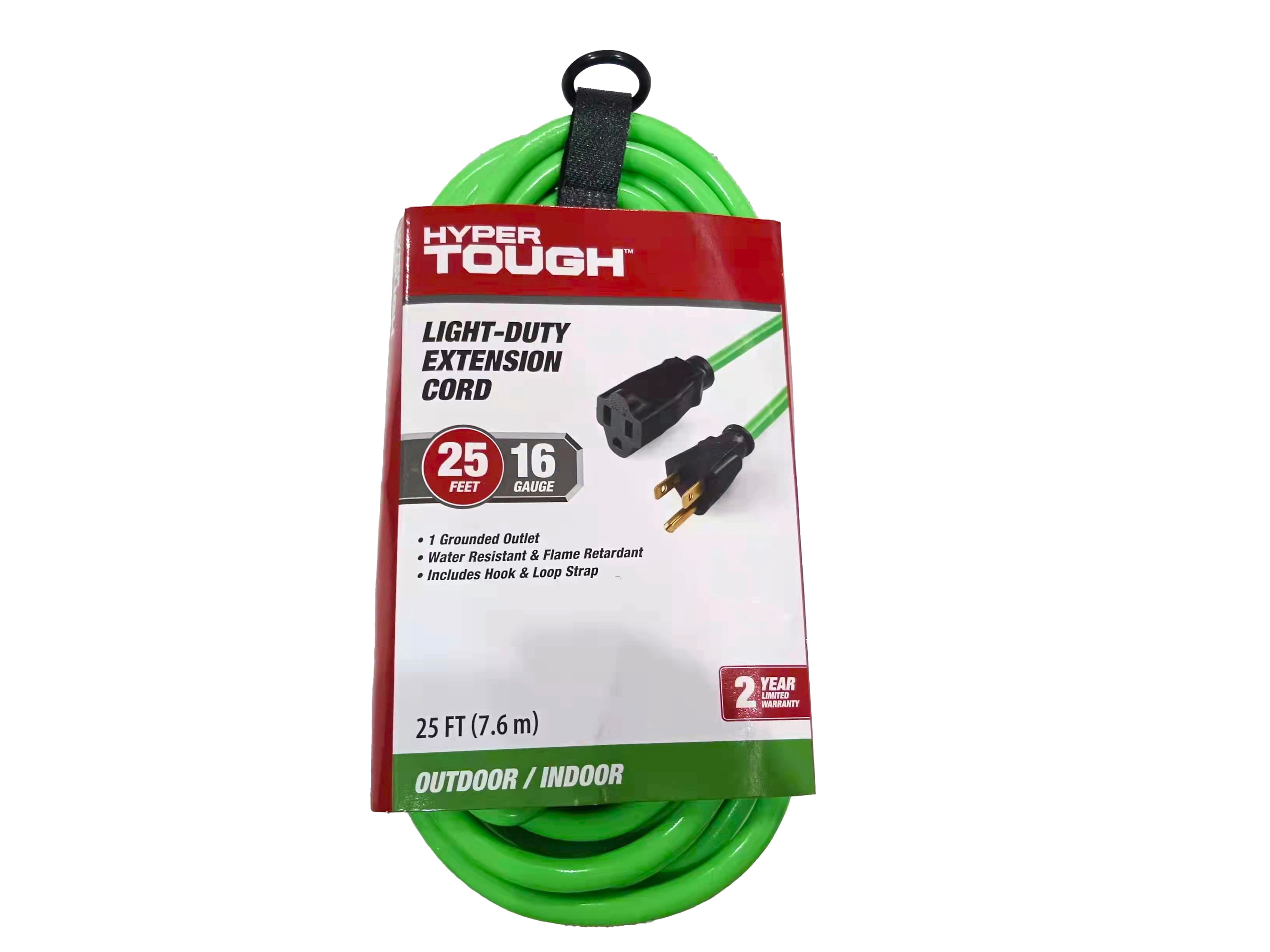 2 pack) Hyper Tough 25 ft 16 AWG 3-Prong Single Outlet Outdoor