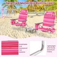 thumbnail image 5 of Backpack Beach Chair, 5 Position Adjustable Camping Chairs with Aluminum Table, Head Pillow, Cooler Bag, Cup Holders, Folding Beach Chairs for Adults (with Table, Pink Stripe), 5 of 9