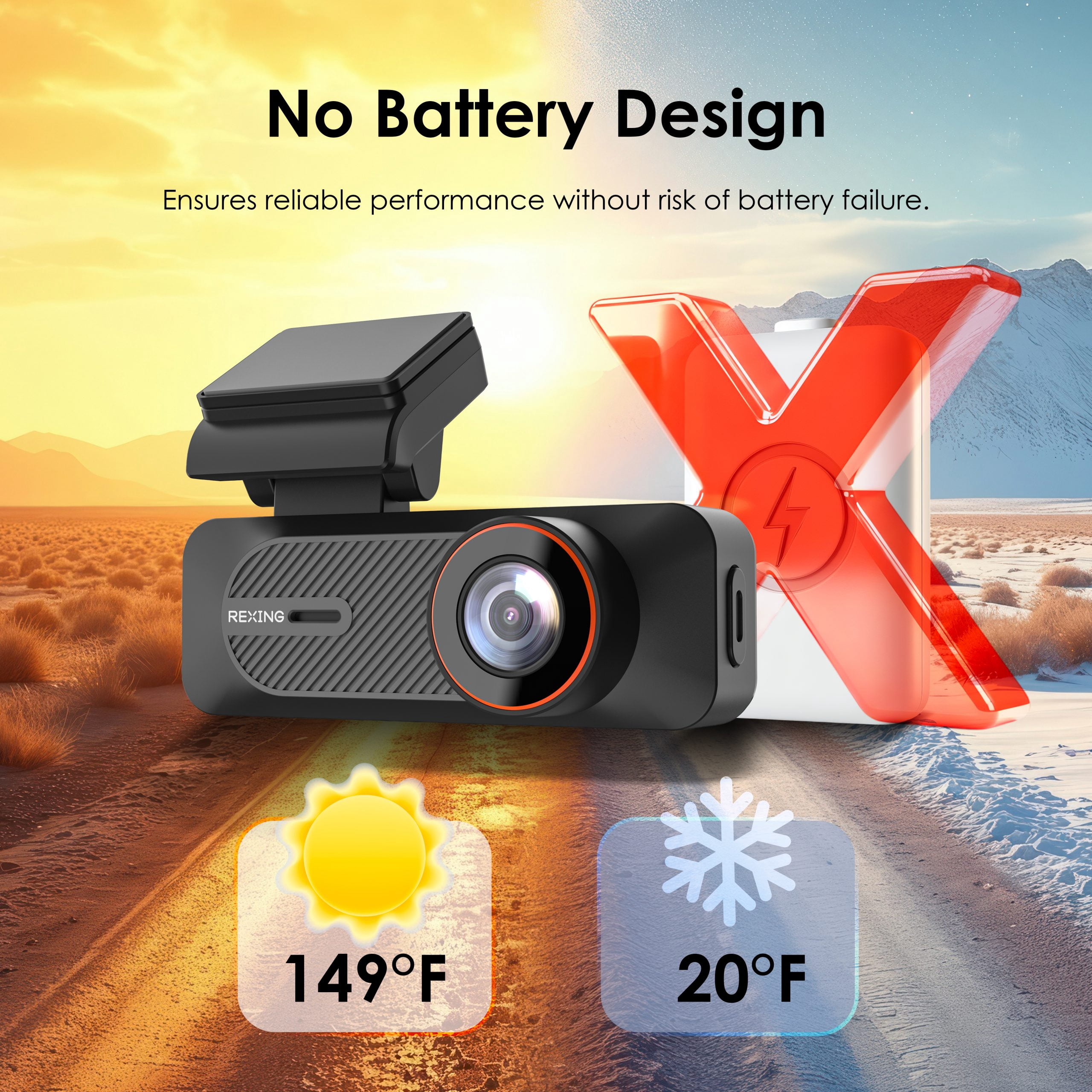 Rexing 2K Front and 1080P Rear Dash Cam with App Control, WiFi, Dual Camera System, Loop Recording, Parking Monitor