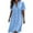 Blue, variant on Zpanxa Women's Solid Color Short Sleeve Shirt Dress Long Length Casual Open Front Tunic Dress