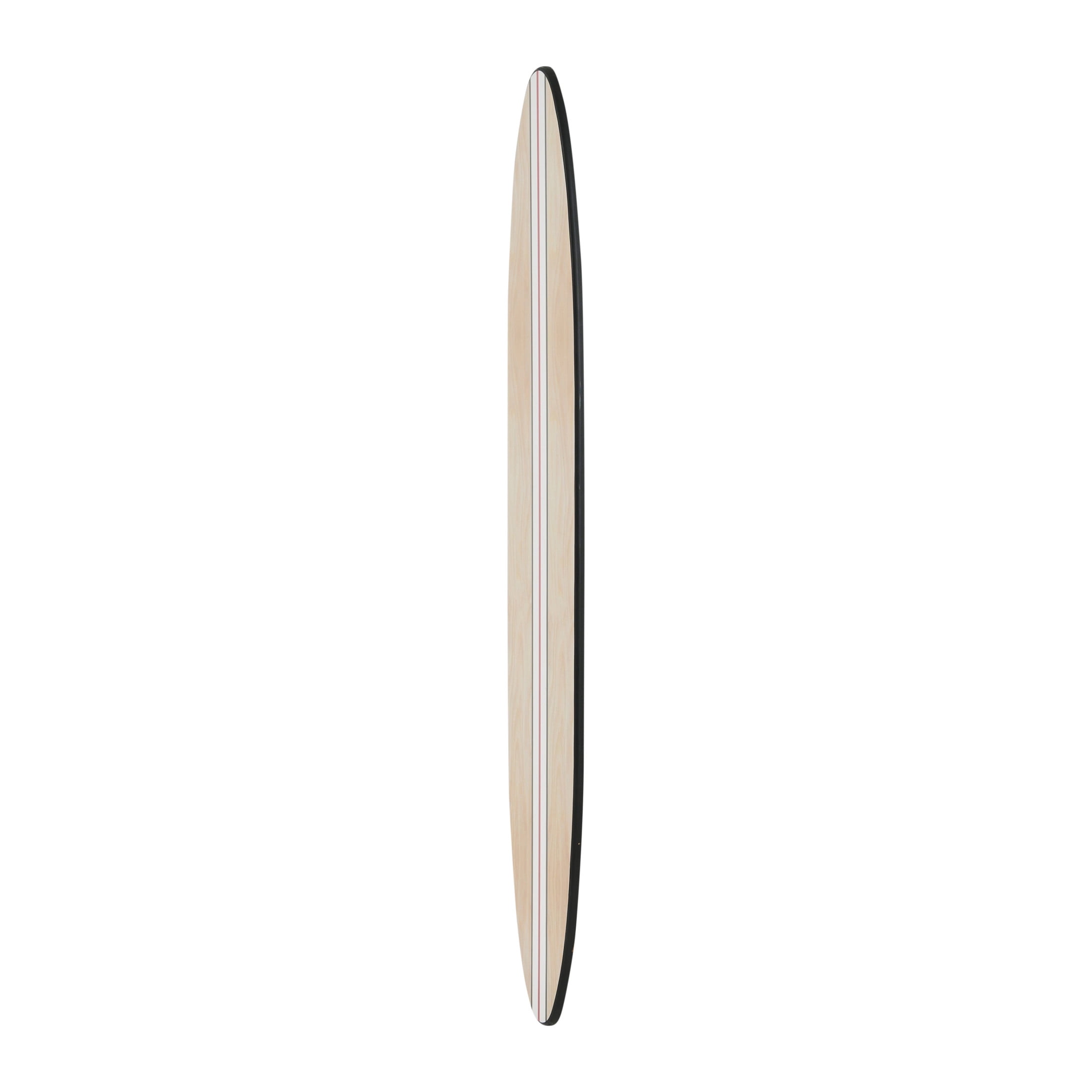 Creative Co-Op Coastal Decorative Surfboard Wall Décor for Living Room; Contemporary White Stripe Design Overlaid On Light Natural Wood