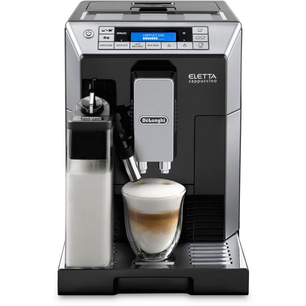 DeLonghi Eletta Cappucino Top with Latte Crema System in Black/Chrome