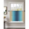 thumbnail image 2 of Sheer Curtains 45 Inch Length, Blue Teal Yellow Ombre Semi Sheer Curtains Light Filtering Window Treatment, Farmhouse Modern Gradient Art Privacy Voile Drapes for Living Room Bedroom 52x45 Inch, 2 of 7
