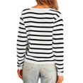 thumbnail image 2 of Wevis Women Striped Long Sleeve Cardigan, Crew Neck Button Front Knit Jacket With Side Pockets Casual Outerwear, 2 of 4