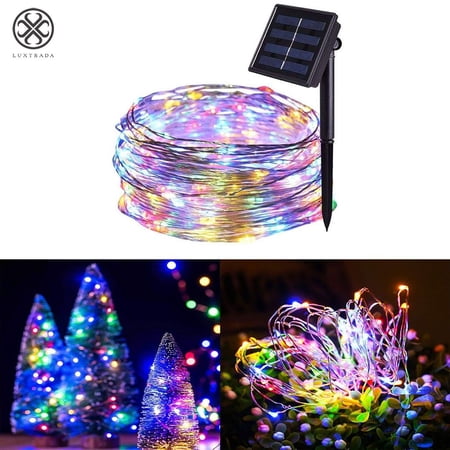Luxtrada 100 LED 33ft Solar String Lights 8 Modes Solar Powered Copper Wire Fairy Lights IP65 Waterproof Indoor Outdoor Lighting for Home  Garden  Party  Path  Lawn  Wedding  Christmas  DIY Decoration price history on PriceWatchPro