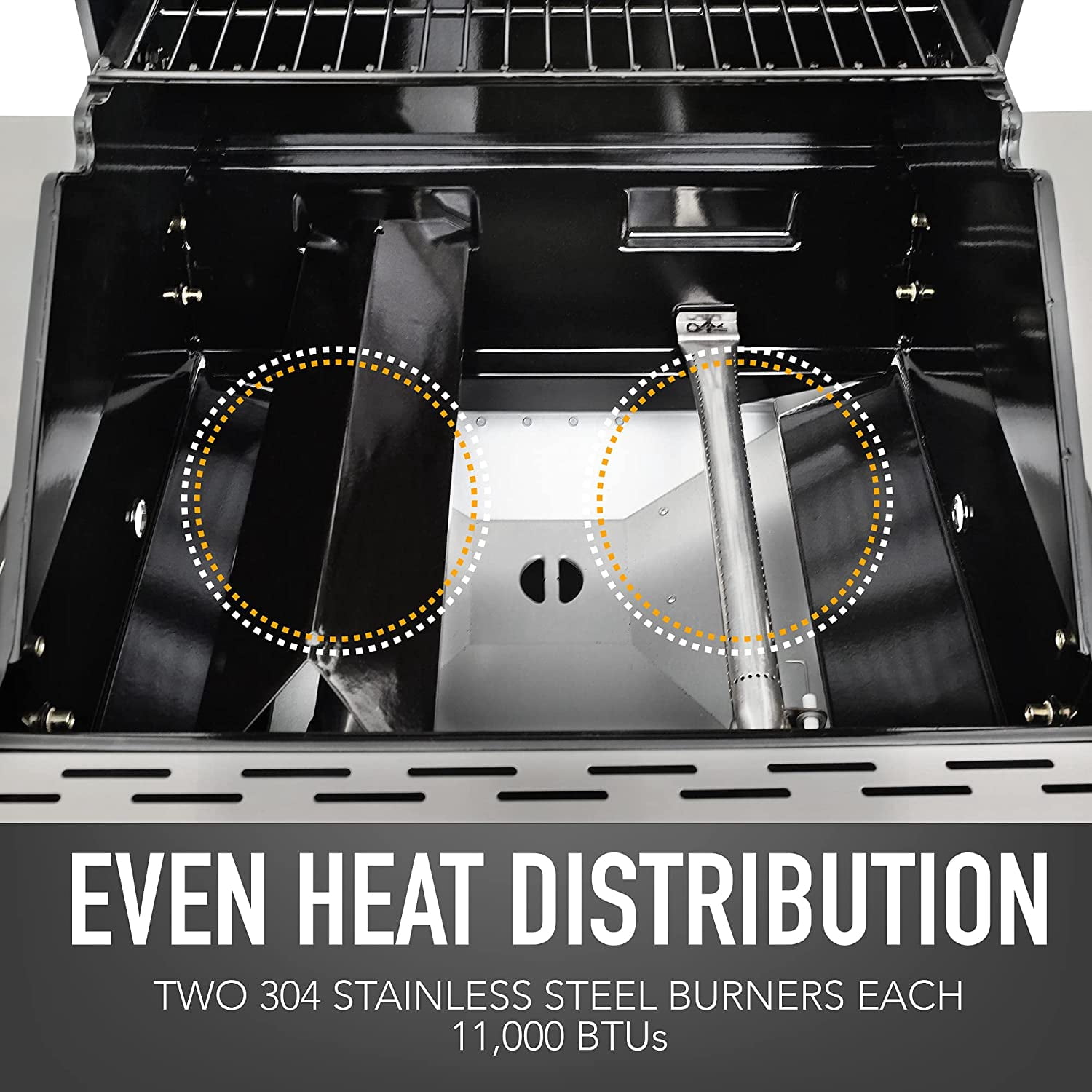 Permasteel 2-Burner Compact Propane Gas Grill with Foldable Sides, Black