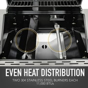 Permasteel 2-Burner Compact Propane Gas Grill with Foldable Sides, Red